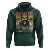 Funny 50th Birthday Hoodie Retro Racoon Feral And Fifty
