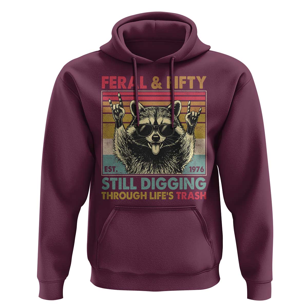 Funny 50th Birthday Hoodie Retro Racoon Feral And Fifty