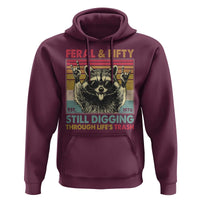 Funny 50th Birthday Hoodie Retro Racoon Feral And Fifty