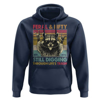 Funny 50th Birthday Hoodie Retro Racoon Feral And Fifty