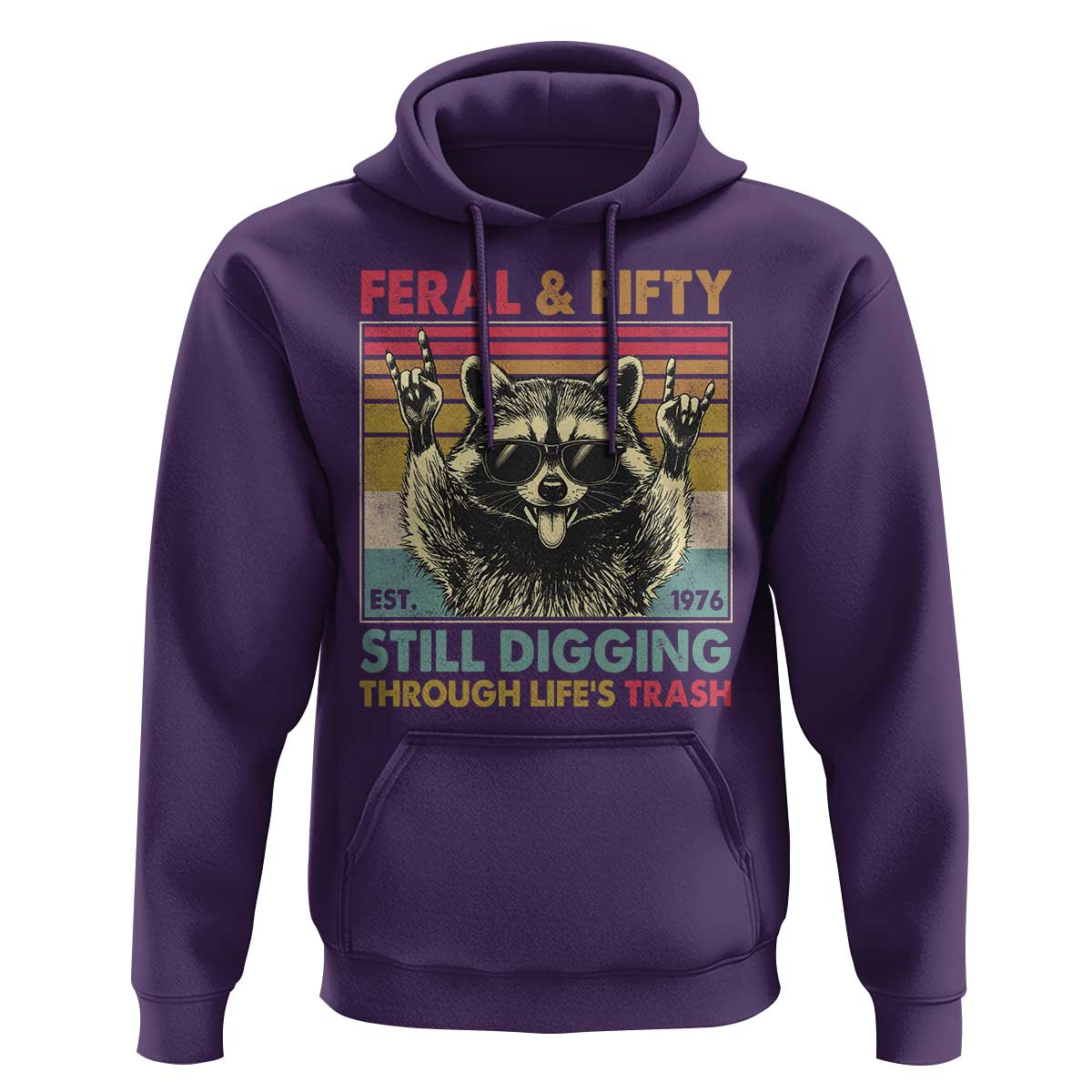 Funny 50th Birthday Hoodie Retro Racoon Feral And Fifty
