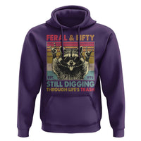 Funny 50th Birthday Hoodie Retro Racoon Feral And Fifty