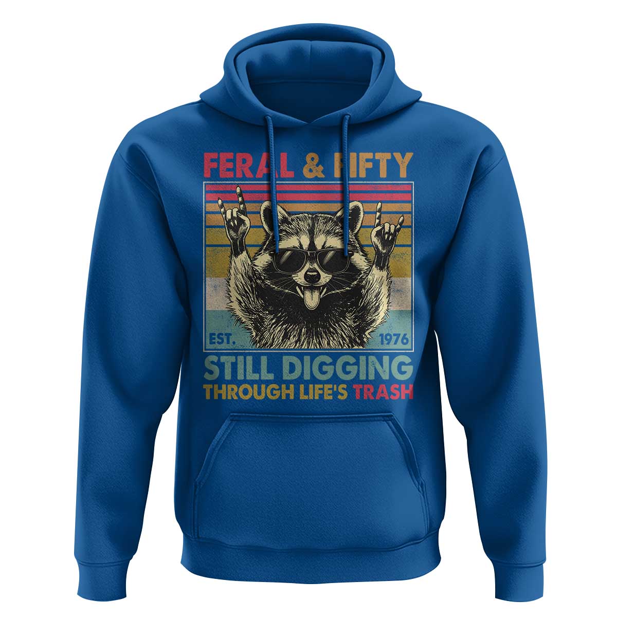 Funny 50th Birthday Hoodie Retro Racoon Feral And Fifty