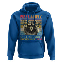 Funny 50th Birthday Hoodie Retro Racoon Feral And Fifty