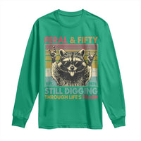Funny 50th Birthday Long Sleeve Shirt Retro Racoon Feral And Fifty