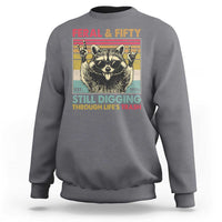 Funny 50th Birthday Sweatshirt Retro Racoon Feral And Fifty
