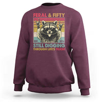 Funny 50th Birthday Sweatshirt Retro Racoon Feral And Fifty