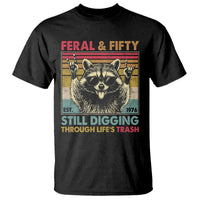 Funny 50th Birthday T Shirt Retro Racoon Feral And Fifty