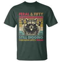 Funny 50th Birthday T Shirt Retro Racoon Feral And Fifty