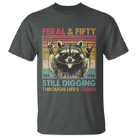 Funny 50th Birthday T Shirt Retro Racoon Feral And Fifty