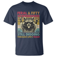 Funny 50th Birthday T Shirt Retro Racoon Feral And Fifty