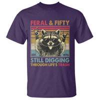 Funny 50th Birthday T Shirt Retro Racoon Feral And Fifty