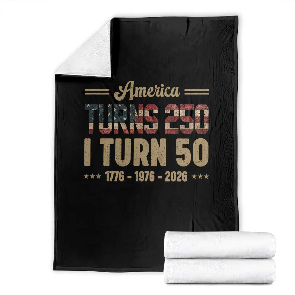 America Turns 250 I Turn 50 50th Birthday Throw Blanket Vintage USA 250th Anniversary 1976 50 Year Old Gift