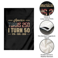 America Turns 250 I Turn 50 50th Birthday Garden Flag Vintage USA 250th Anniversary 1976 50 Year Old Gift