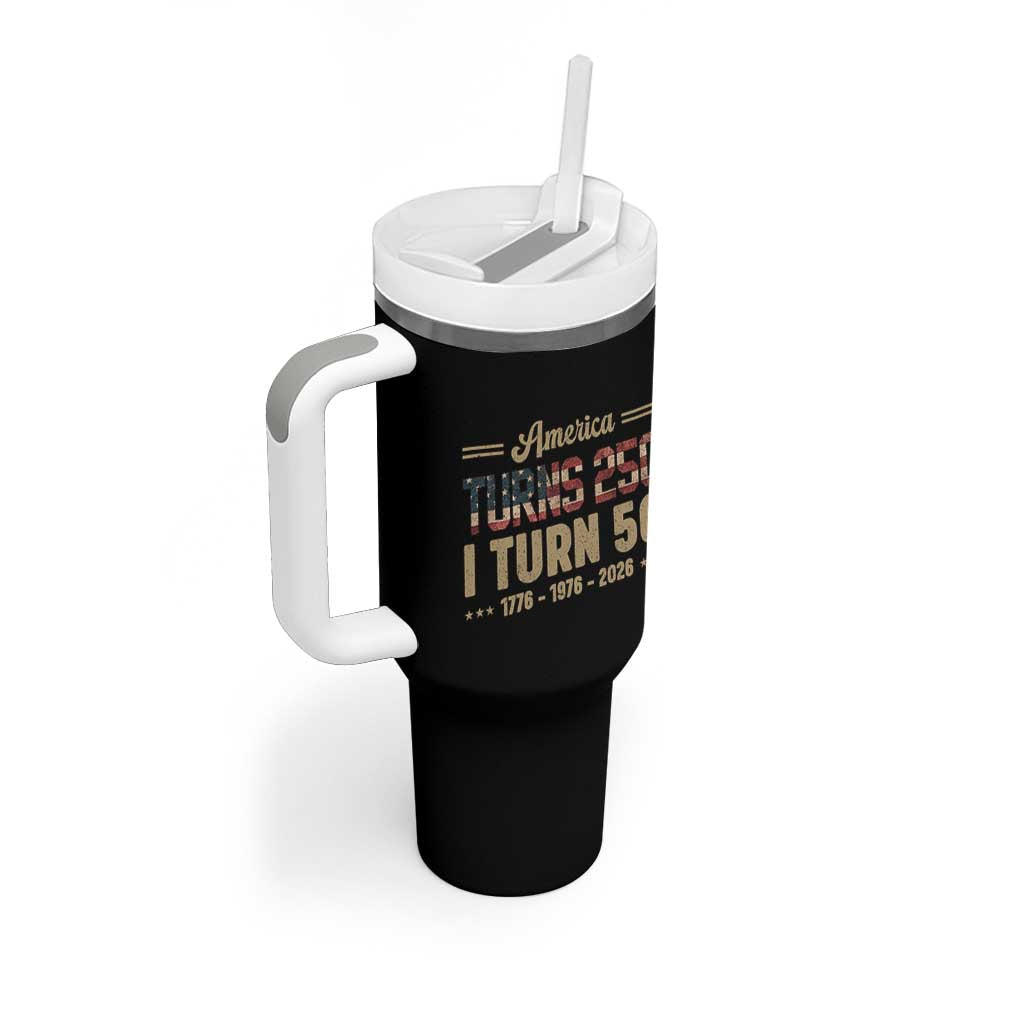 America Turns 250 I Turn 50 50th Birthday Tumbler With Handle Vintage USA 250th Anniversary 1976 50 Year Old Gift