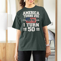 America Turns 250 I Turn 50 50th Birthday T Shirt For Women USA 250th Anniversary 1976 50 Year Old Gift