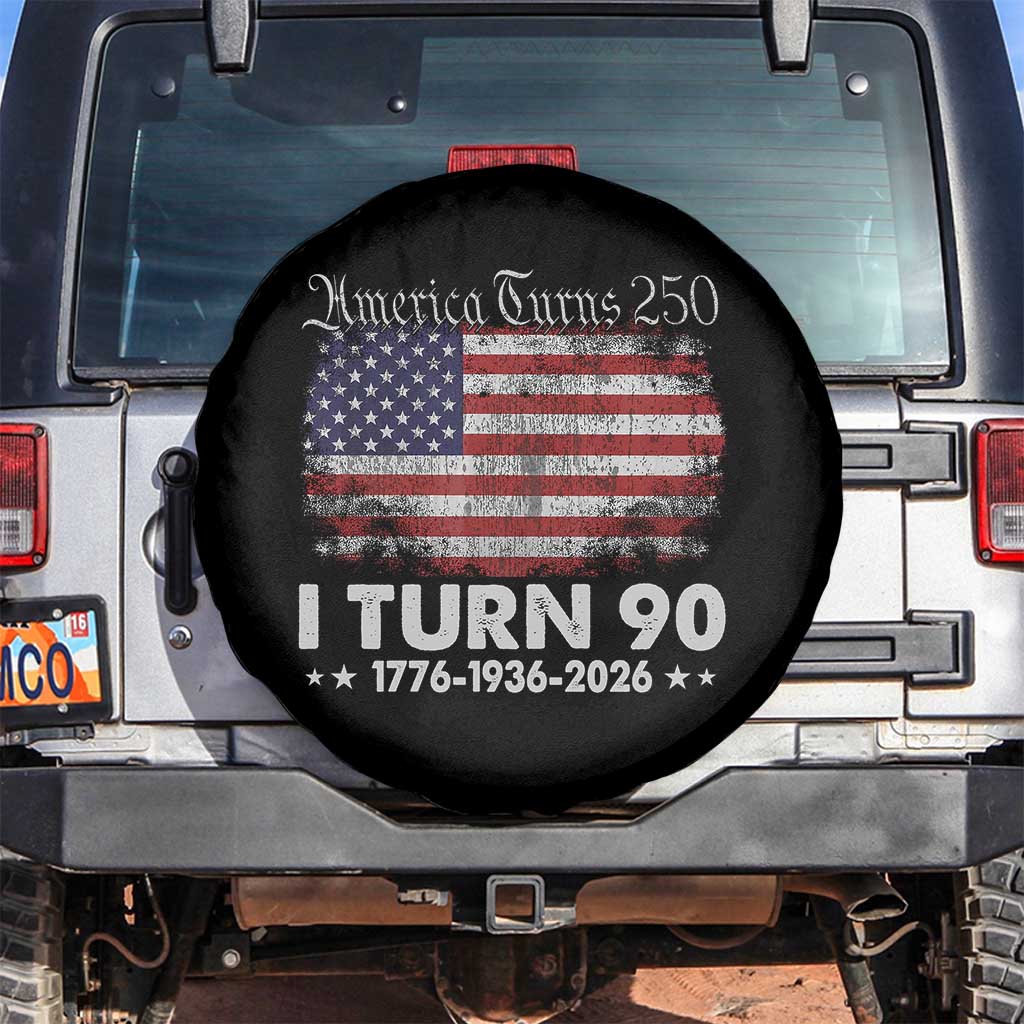 America Turns 250 I Turn 90 Spare Tire Cover Vintage 1936 90th Birthday 250th Anniversary USA 90 Year Old Gift
