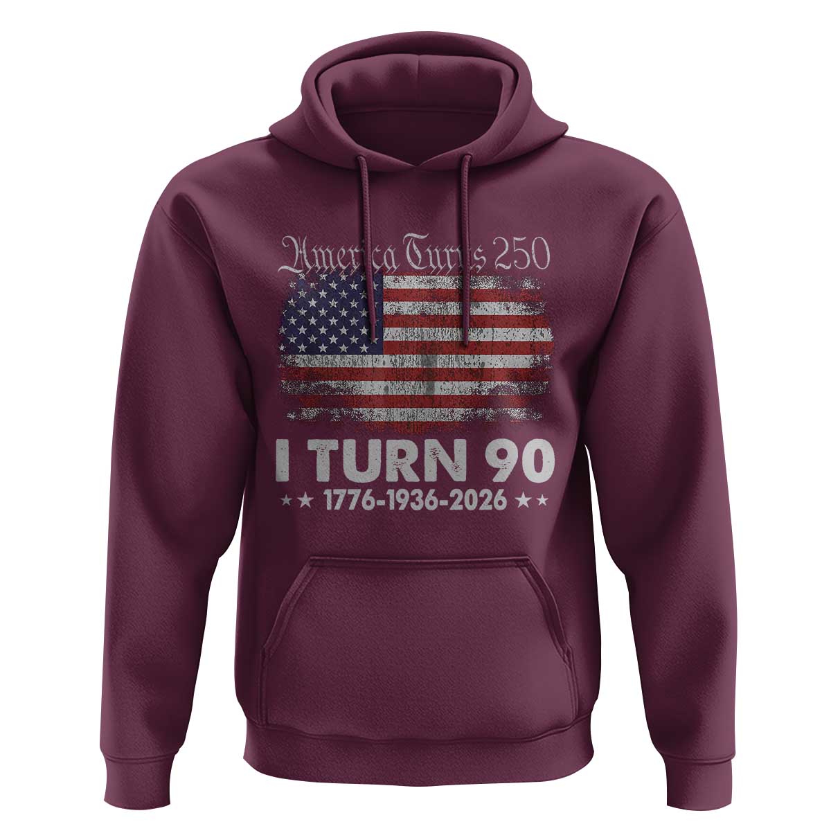 America Turns 250 I Turn 90 Hoodie Vintage 1936 90th Birthday 250th Anniversary USA 90 Year Old Gift