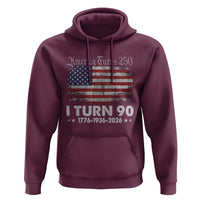 America Turns 250 I Turn 90 Hoodie Vintage 1936 90th Birthday 250th Anniversary USA 90 Year Old Gift