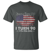 America Turns 250 I Turn 90 T Shirt Vintage 1936 90th Birthday 250th Anniversary USA 90 Year Old Gift