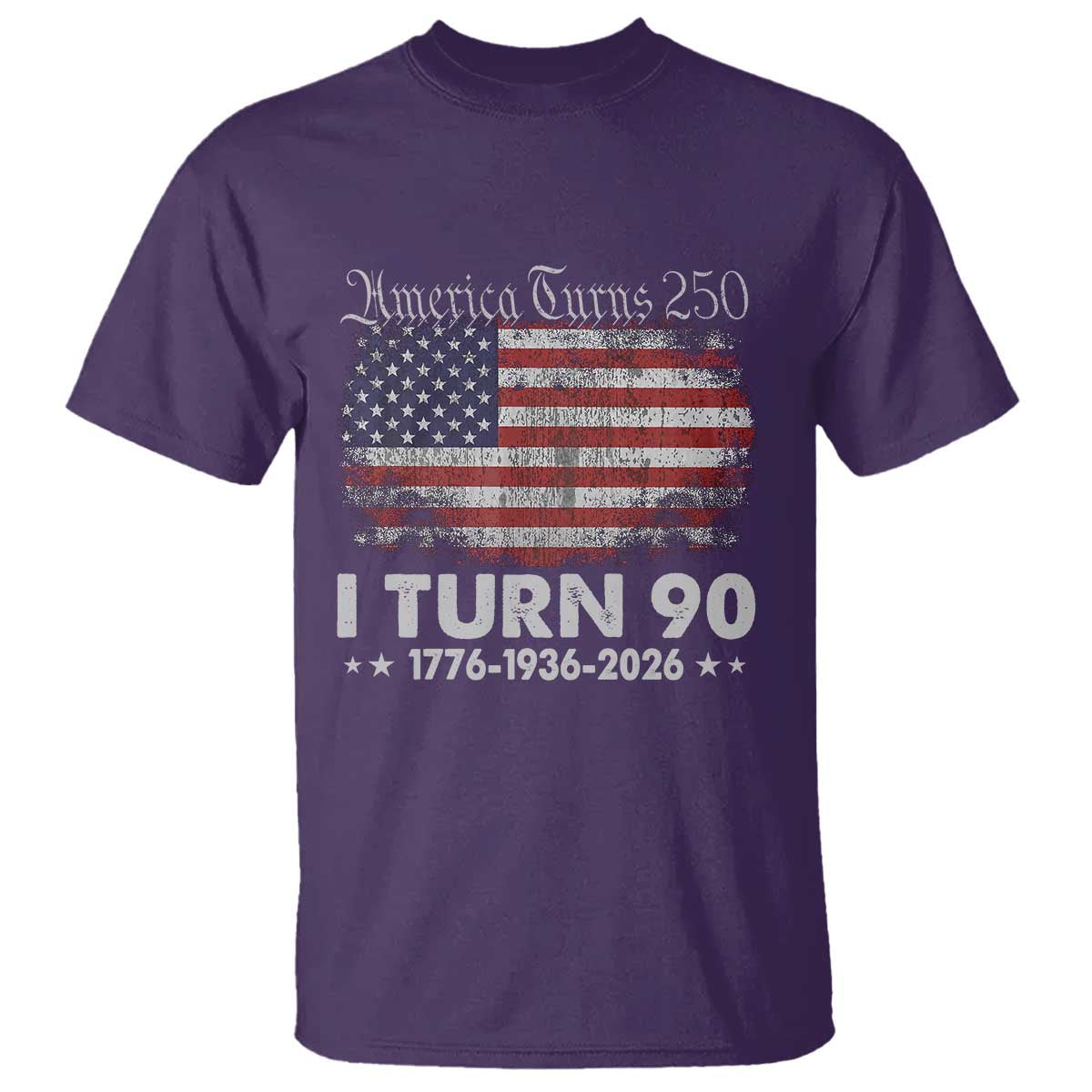America Turns 250 I Turn 90 T Shirt Vintage 1936 90th Birthday 250th Anniversary USA 90 Year Old Gift