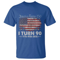 America Turns 250 I Turn 90 T Shirt Vintage 1936 90th Birthday 250th Anniversary USA 90 Year Old Gift