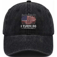 America Turns 250 I Turn 80 Washed Cotton Baseball Cap Vintage 1946 80th Birthday 250th Anniversary USA 80 Year Old Gift