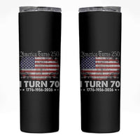 America Turns 250 I Turn 70 Skinny Tumbler Vintage 1956 70th Birthday 250th Anniversary USA 70 Year Old Gift