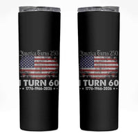 America Turns 250 I Turn 60 Skinny Tumbler Vintage 1966 60th Birthday 250th Anniversary USA 60 Year Old Gift