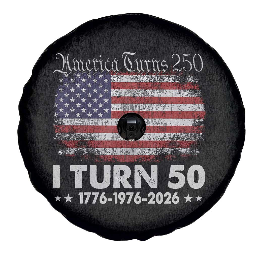 America Turns 250 I Turn 50 Spare Tire Cover Vintage 1976 50th Birthday 250th Anniversary USA 50 Year Old Gift