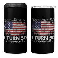 America Turns 250 I Turn 50 4 in 1 Can Cooler Tumbler Vintage 1976 50th Birthday 250th Anniversary USA 50 Year Old Gift