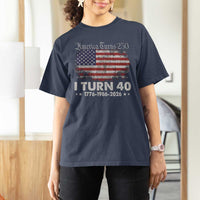 America Turns 250 I Turn 40 T Shirt For Women Vintage 1986 40th Birthday 250th Anniversary USA 40 Year Old Gift