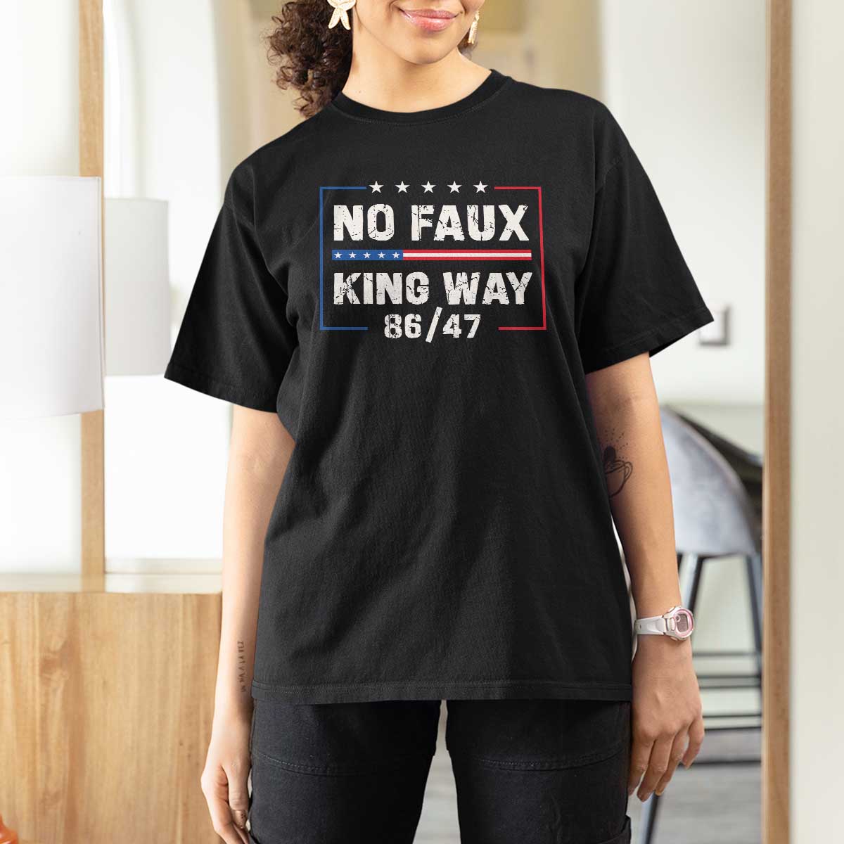 Snarky No Kings In America T Shirt For Women No Faux King Way 86 47