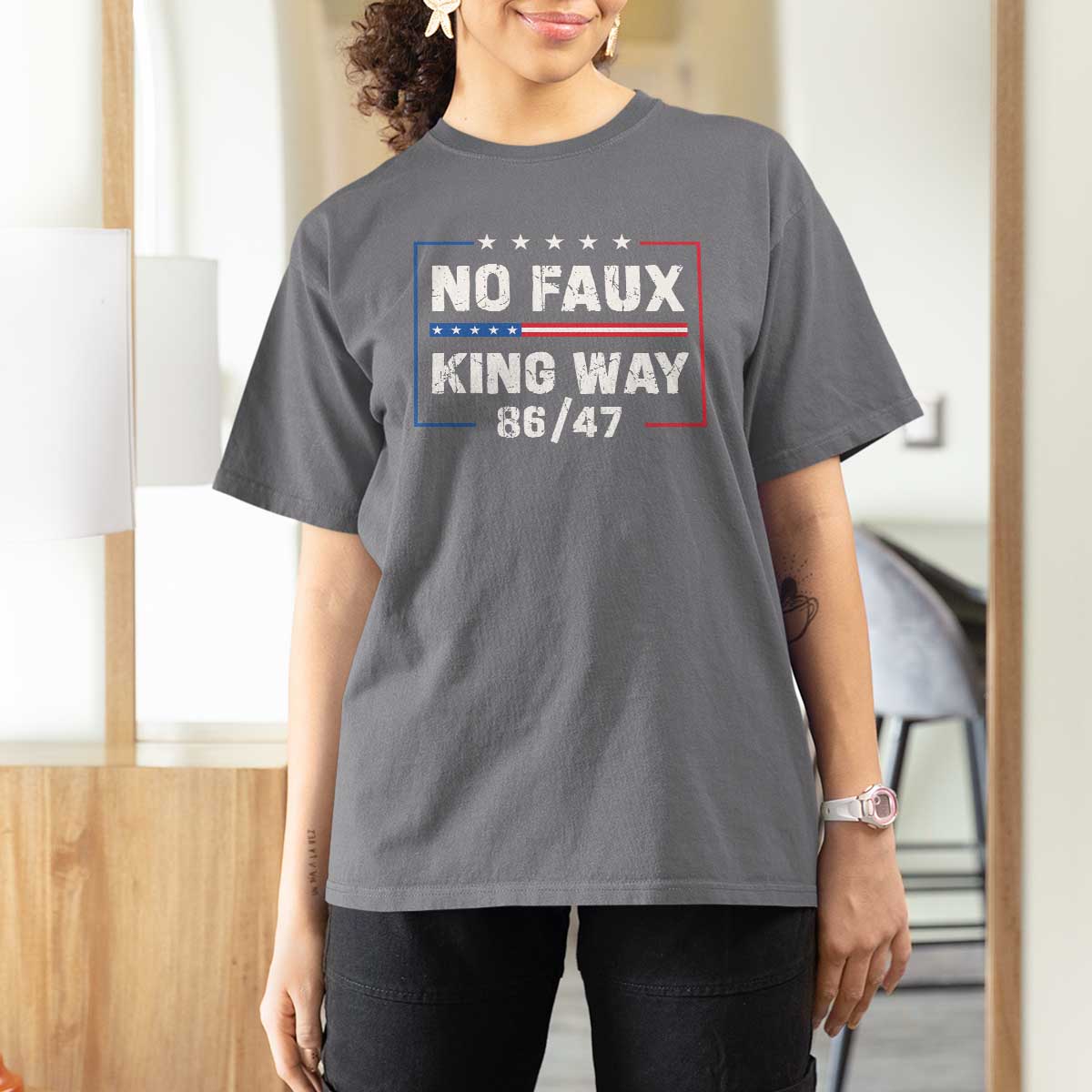 Snarky No Kings In America T Shirt For Women No Faux King Way 86 47