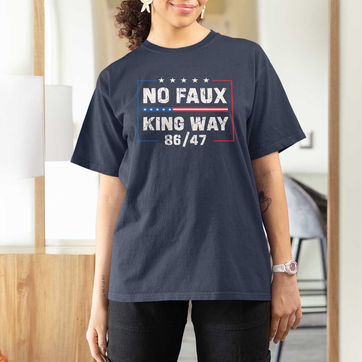 Snarky No Kings In America T Shirt For Women No Faux King Way 86 47