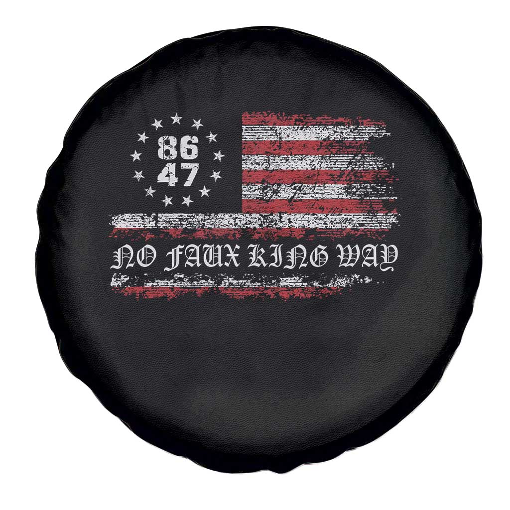 Snarky No Kings In America Spare Tire Cover No Faux King Way 86 47 US Flag Impeach 47