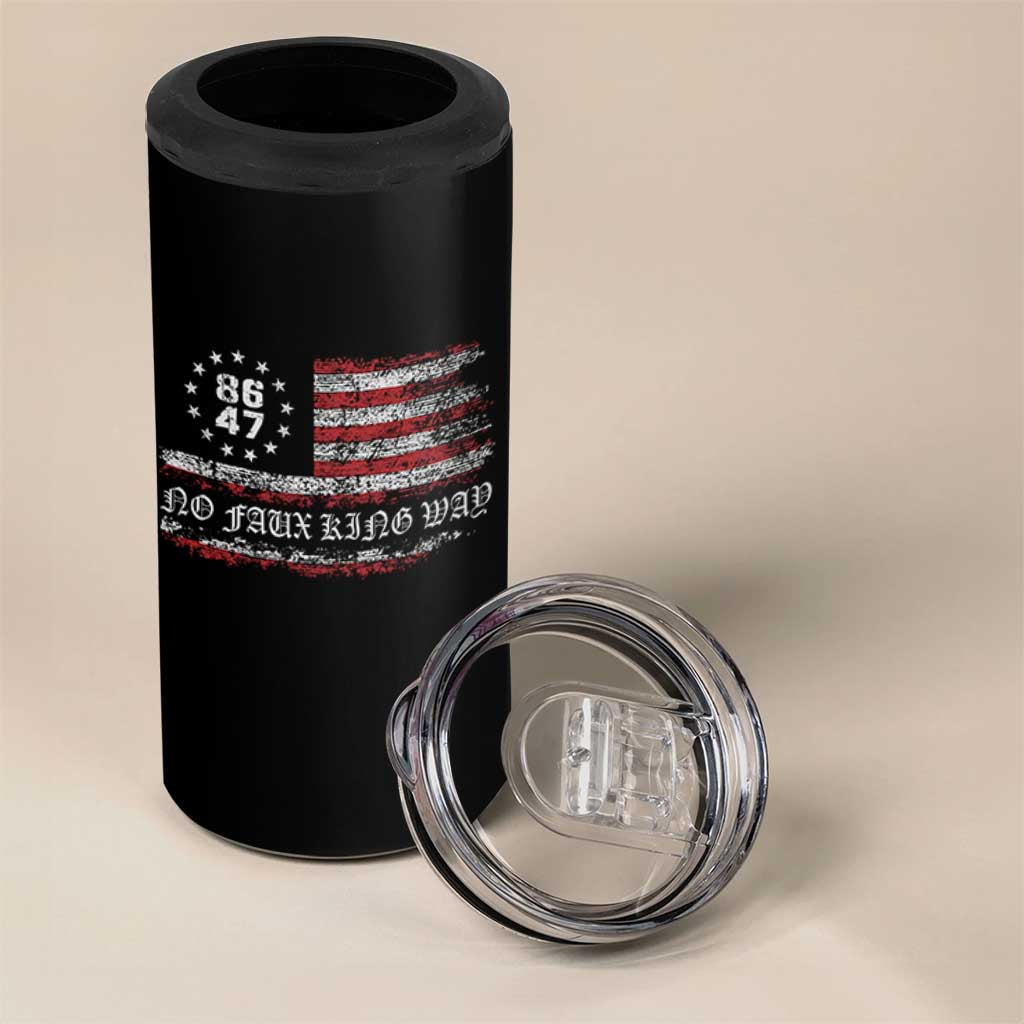 Snarky No Kings In America 4 in 1 Can Cooler Tumbler No Faux King Way 86 47 US Flag Impeach 47