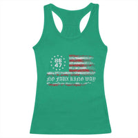 Snarky No Kings In America Racerback Tank Top No Faux King Way 86 47 US Flag Impeach 47