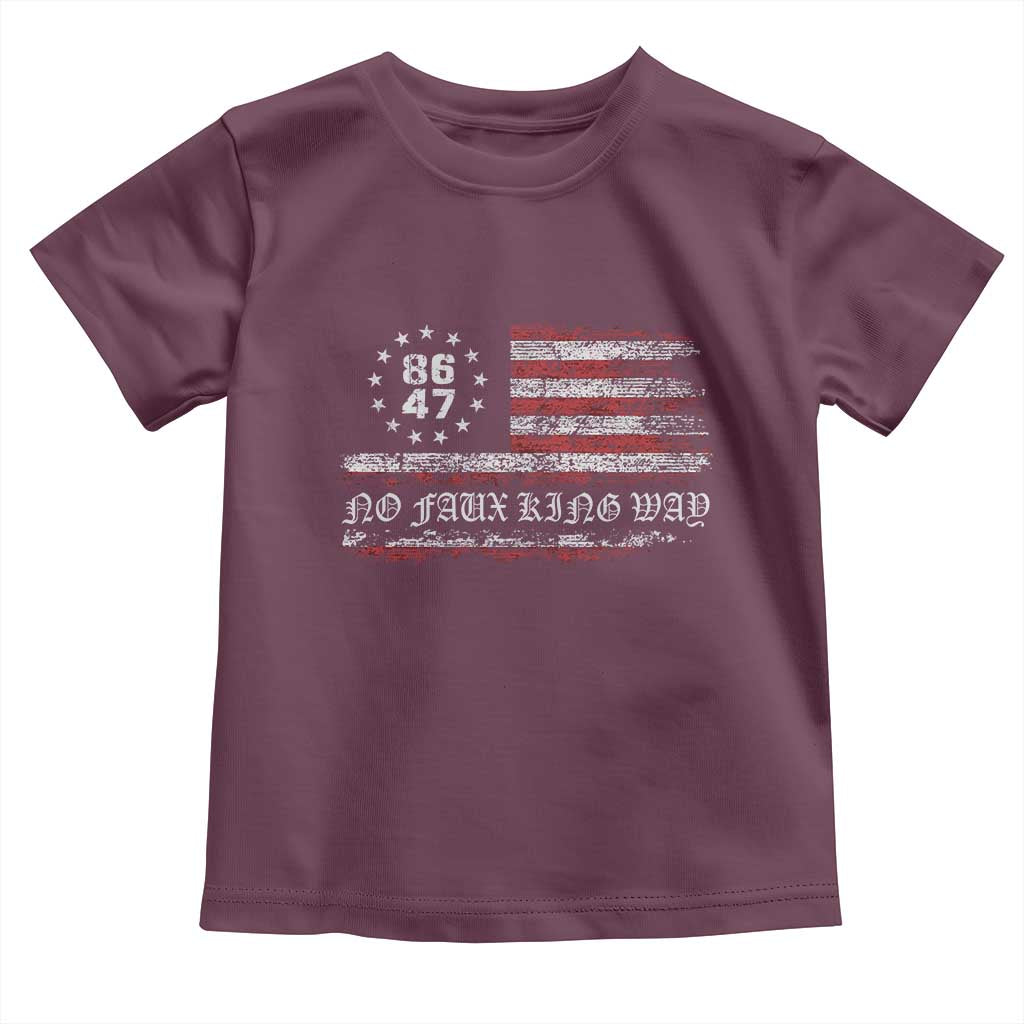 Snarky No Kings In America Toddler T Shirt No Faux King Way 86 47 US Flag Impeach 47