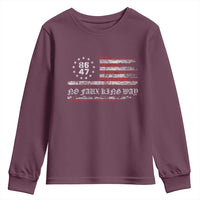 Snarky No Kings In America Youth Sweatshirt No Faux King Way 86 47 US Flag Impeach 47
