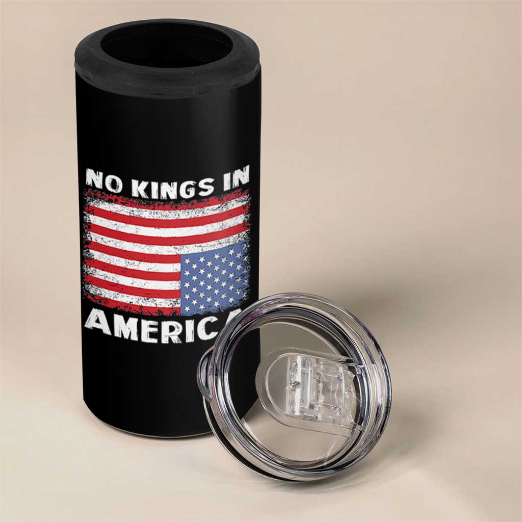 Snarky No Kings In America 4 in 1 Can Cooler Tumbler 86 47 No Faux King Way US Flag Upside Down