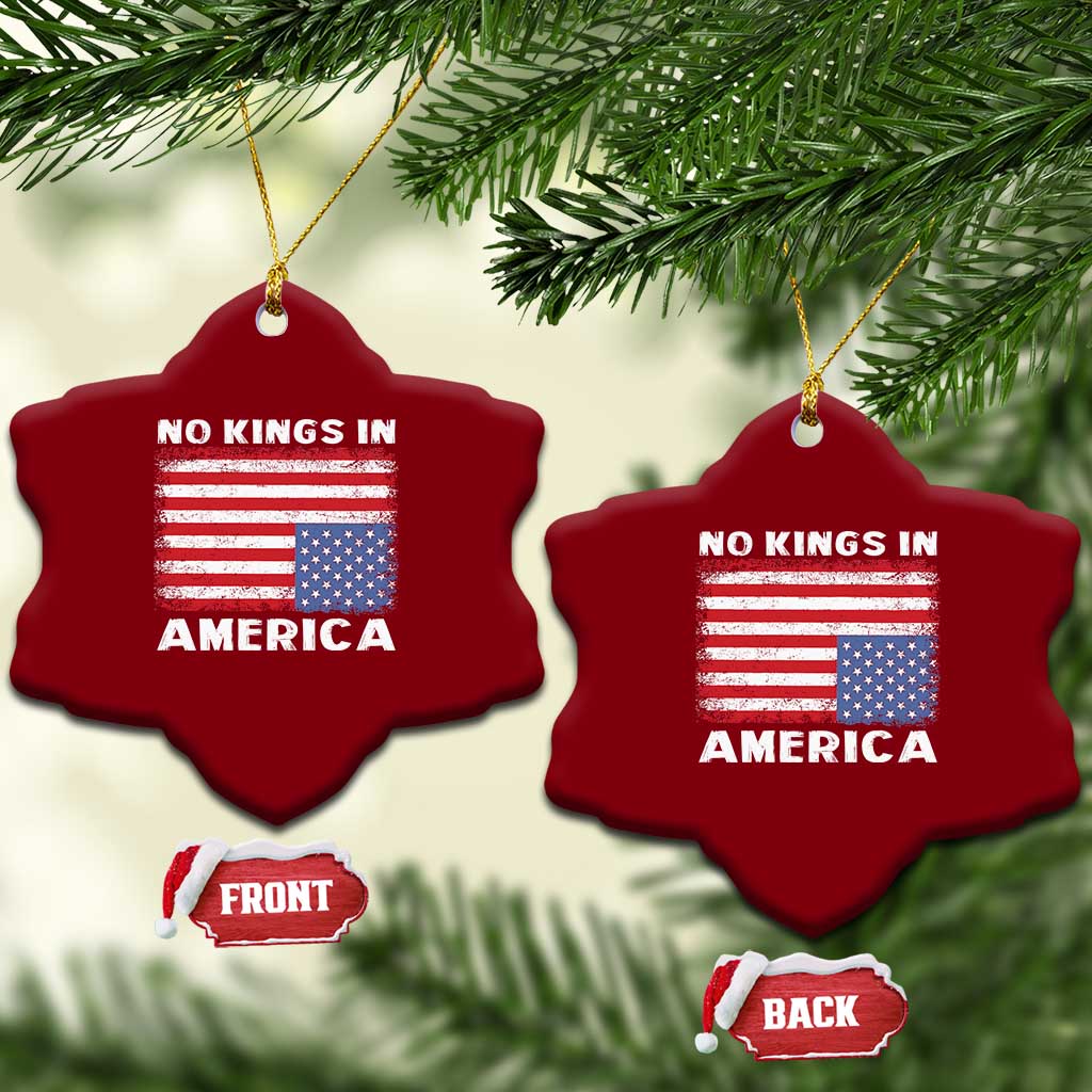Snarky No Kings In America Ceramic Ornament 86 47 No Faux King Way US Flag Upside Down - Wonder Print Shop