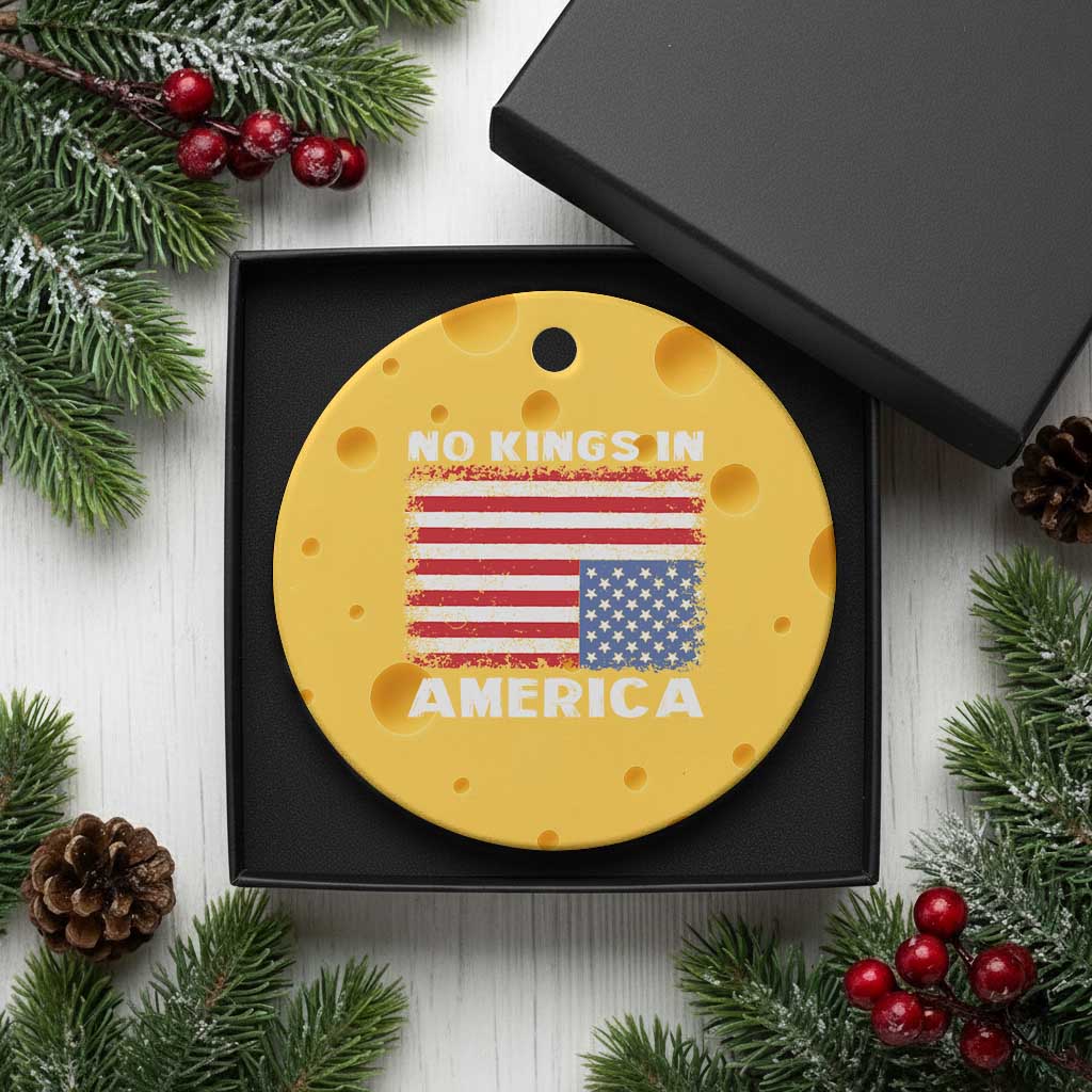 Snarky No Kings In America Ceramic Ornament 86 47 No Faux King Way US Flag Upside Down - Wonder Print Shop