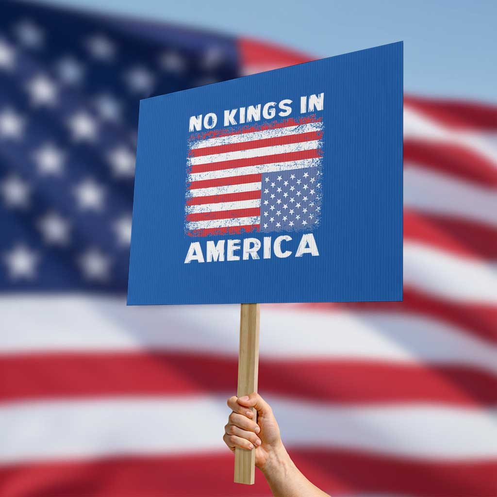 Snarky No Kings In America Protest Sign 86 47 No Faux King Way US Flag Upside Down - Wonder Print Shop