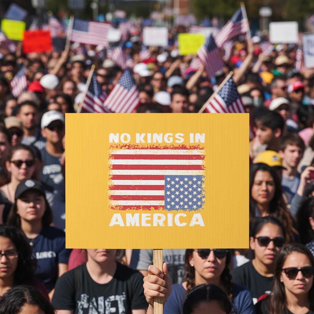 Snarky No Kings In America Protest Sign 86 47 No Faux King Way US Flag Upside Down - Wonder Print Shop