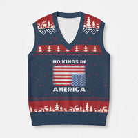 Snarky No Kings In America V-Neck Knit Sweater Vest 86 47 No Faux King Way US Flag Upside Down - Wonder Print Shop