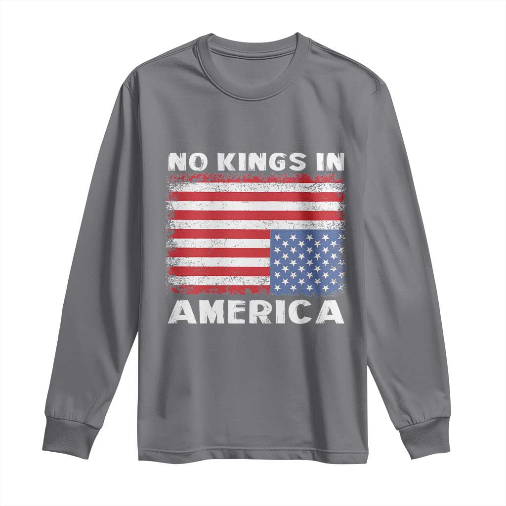 Snarky No Kings In America Long Sleeve Shirt 86 47 No Faux King Way US Flag Upside Down