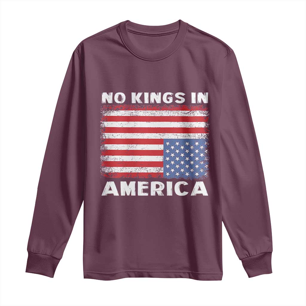 Snarky No Kings In America Long Sleeve Shirt 86 47 No Faux King Way US Flag Upside Down