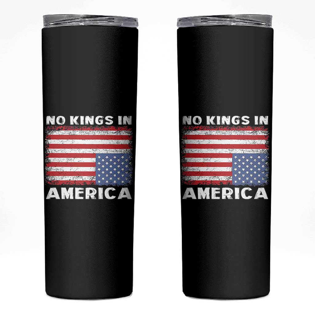 Snarky No Kings In America Skinny Tumbler 86 47 No Faux King Way US Flag Upside Down