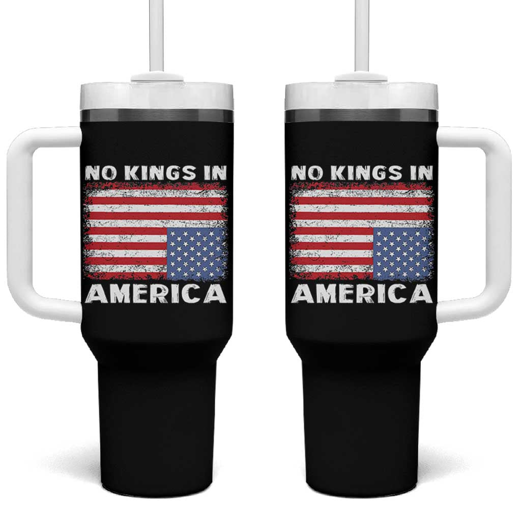 Snarky No Kings In America Tumbler With Handle 86 47 No Faux King Way US Flag Upside Down